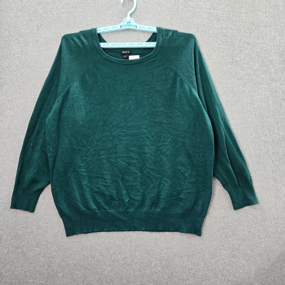 Torrid Women Sweater 2 Green Knit Long Sleeve Crew Neck READ - Picture 1 of 9
